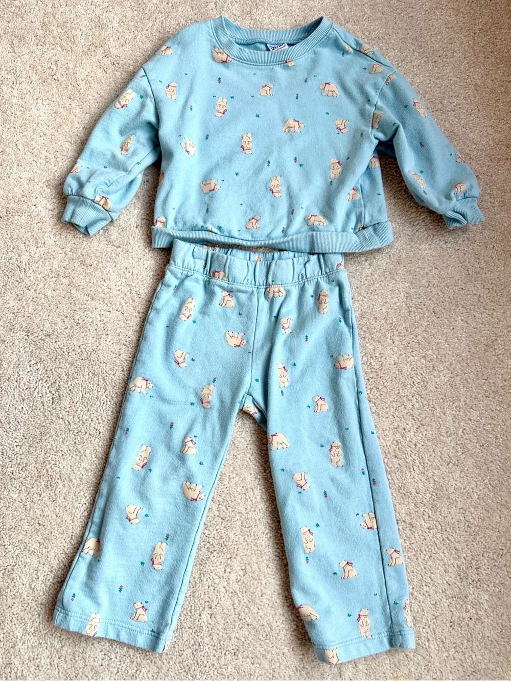 Kids Light Blue Set with Bear Print